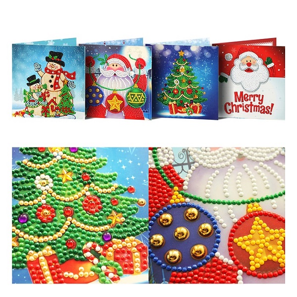 W-C002 HKXL02 FashionDIY Christmas Cards Diamond Painting Kits Merry Christmas Handmade Cards Rhinestone Embroidery Arts Craft