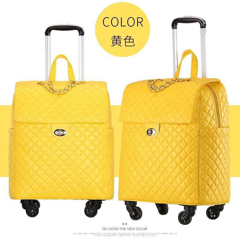 Large Durable Suitcase Luggage Business Travel Leather Pu Wheeled Trolley Bag 20inch Custom Rolling Duffle Bag