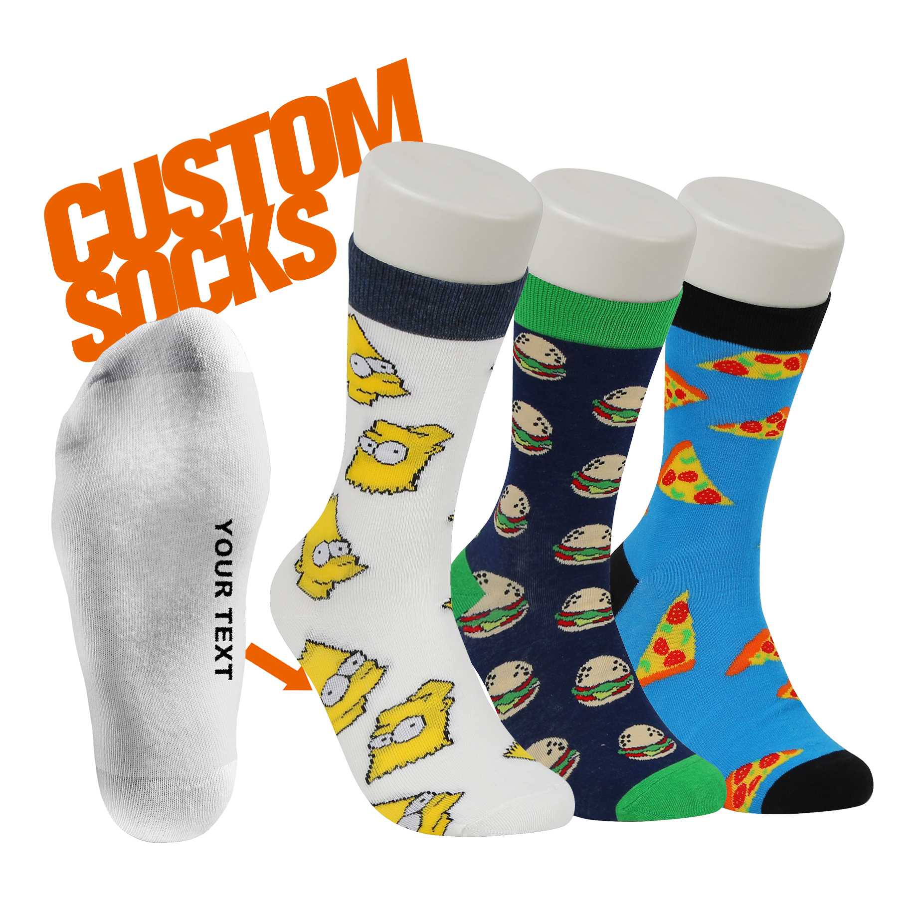 (YS) high quality character fashion mens custom socks custom logo funny design food pattern socks