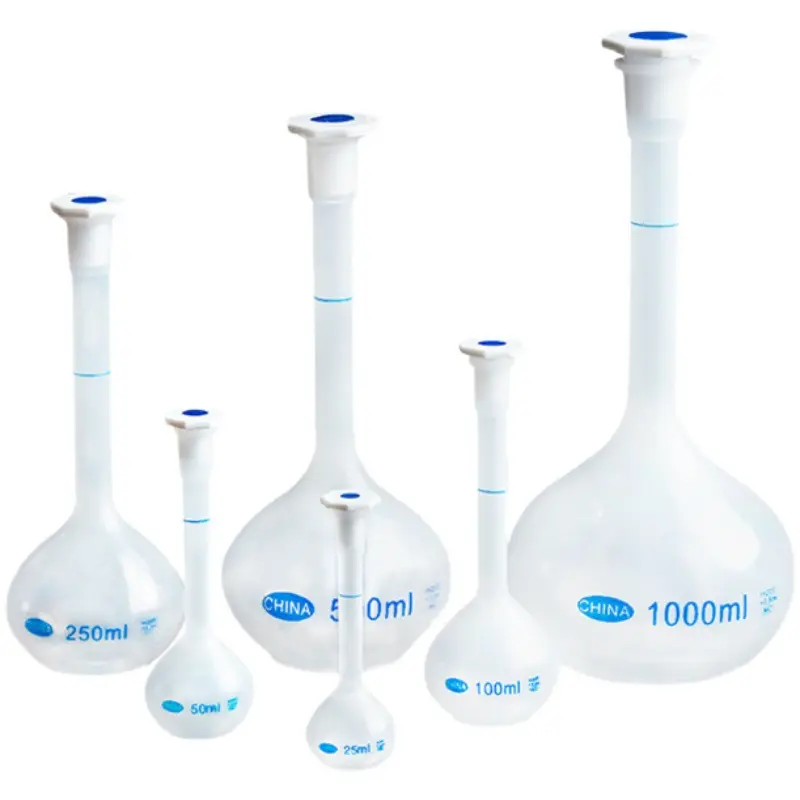 25ml to 1000ml Long Neck Clear White Plastic Volumetric Liquid Measuring Flask