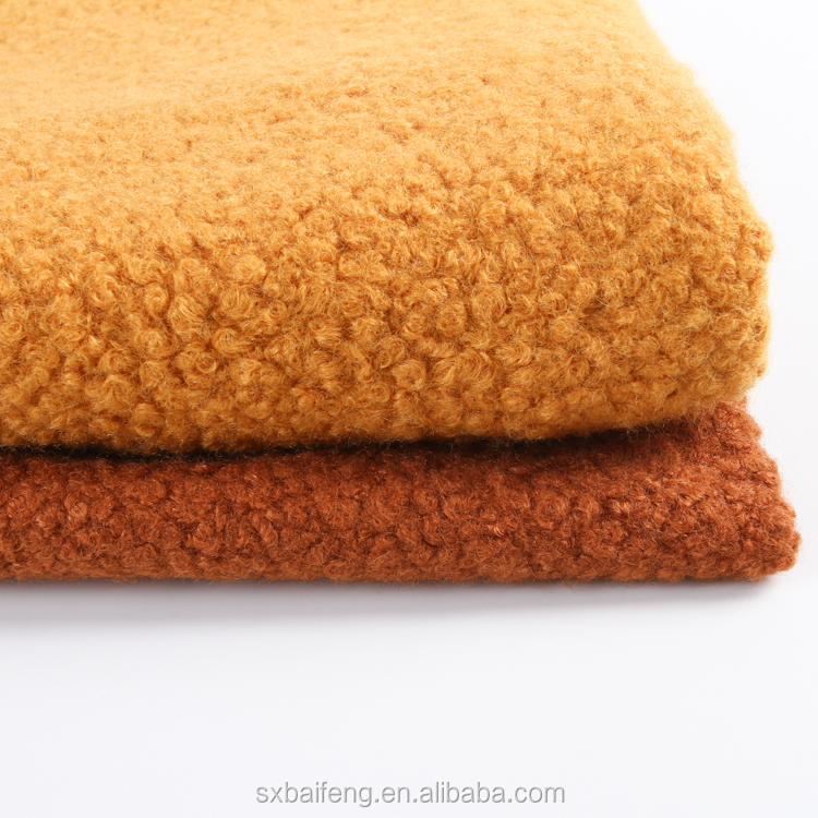 Warm super soft various color piece dyed coat 100% polyester woolen fabric knitted for greatcoat