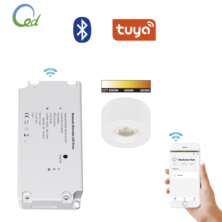 Умное освещение постоянного тока 12V Bluetooth RF светодиодный драйвер 18 вт способен вкл-выкл затемнения изменение CCT светодиодные фонари