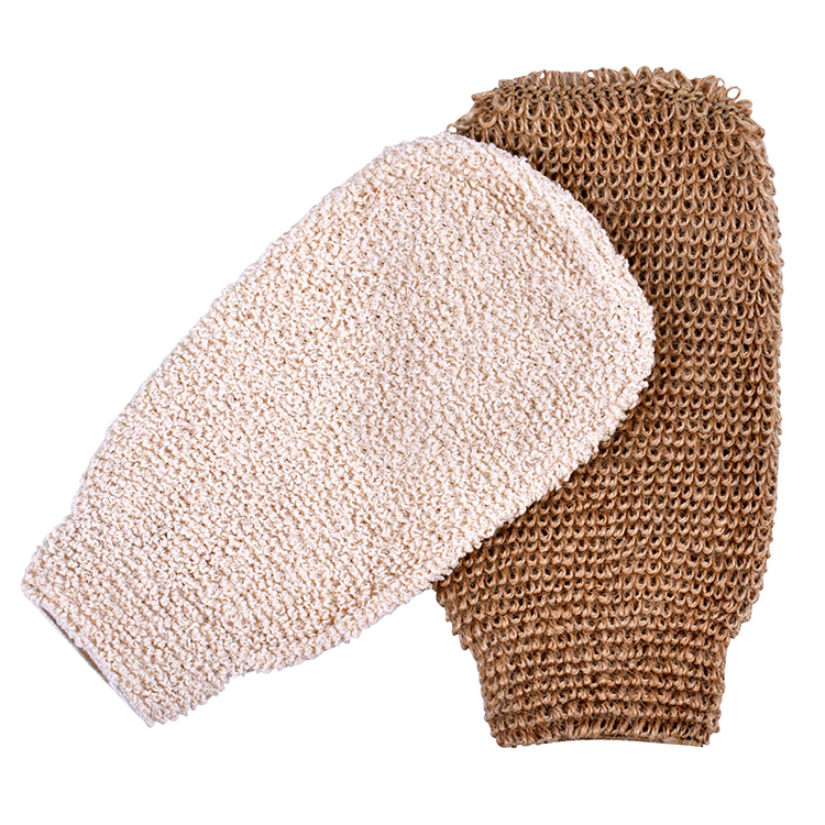 2021 Hot Sale Hotel Home Custom Logo Natural Bamboo Fiber Hemp Bulk Scrub Body Exfoliating Soap Mitt Gloves for Bath