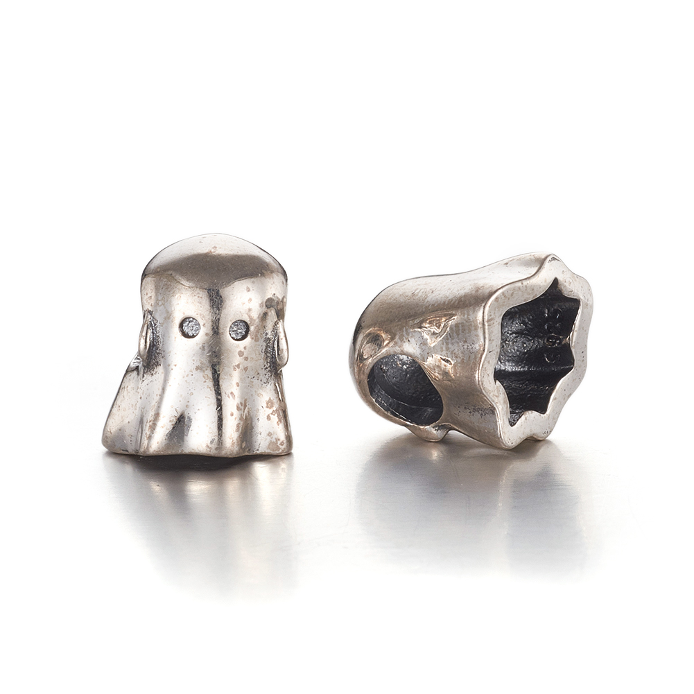 Pandahall Halloween Ghost Antique Silver Plated 925 Sterling Silver European Beads