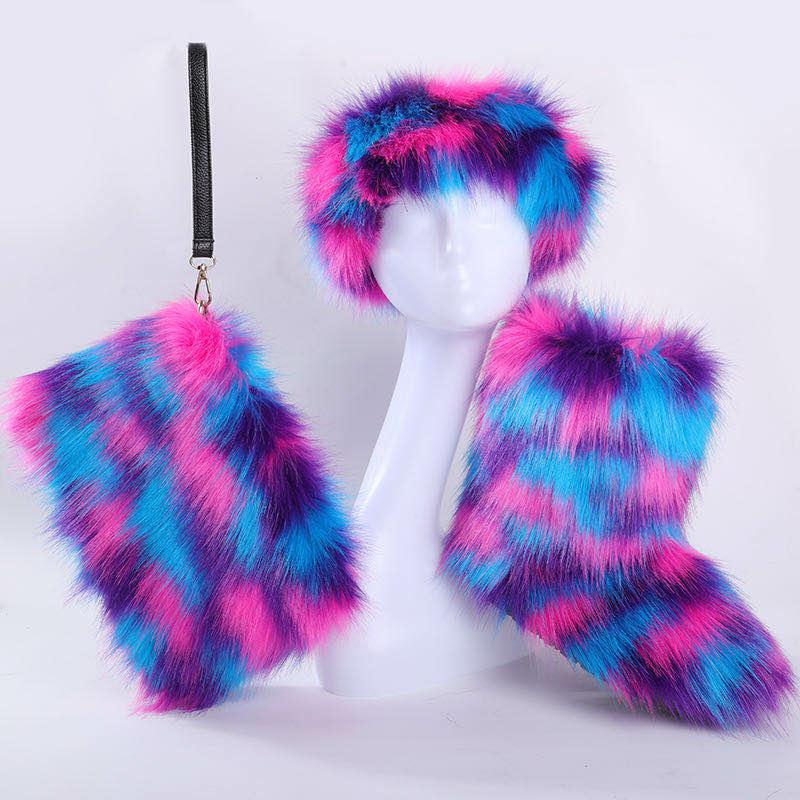 Wholesale Winter Boots Fashion Snow Boots For Women With Purse And Fur Headband Hat