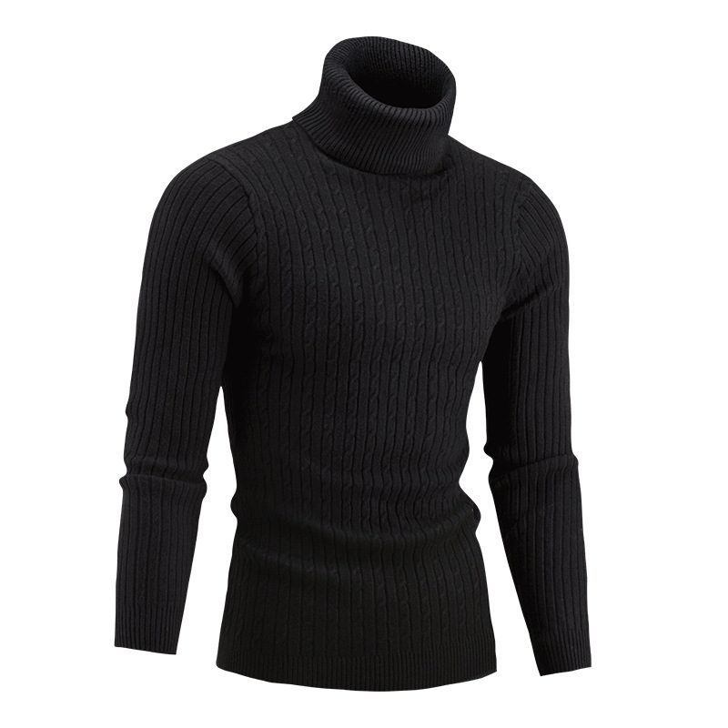 Fashion Autumn Winter Men's Turtleneck Sweater OEM Design Solid Color Basic Knitted Sweaters for Man