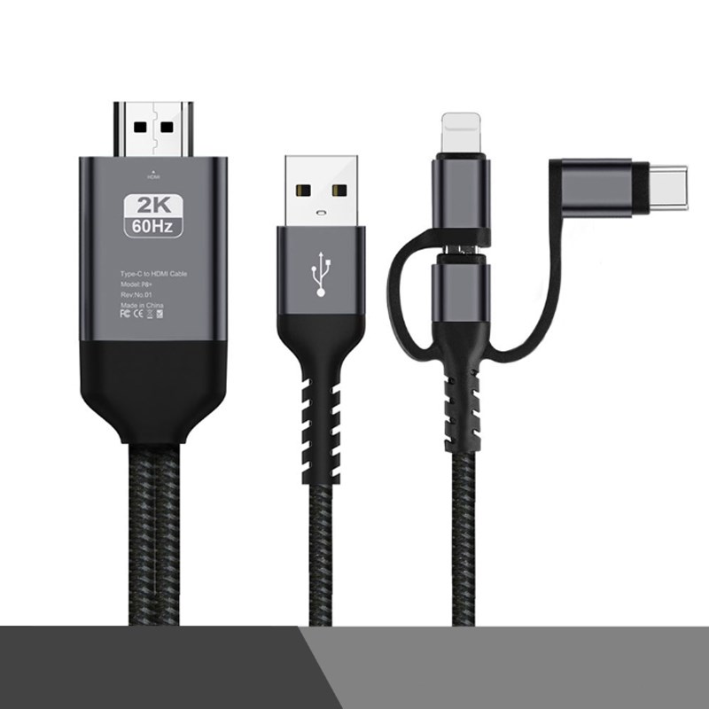Хорошее качество Micro 8 Pin Тип C 3 в 1 Плетеный литой Провод Универсальный кабель для HDTV 2K