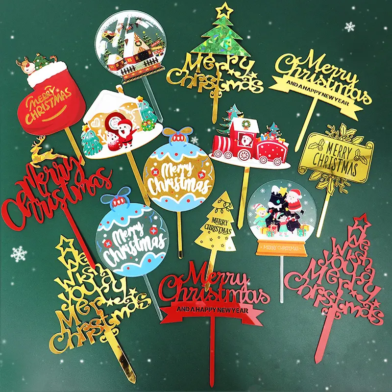 2021 New Merry Christmas Acrylic cake toppers decoration for Baking Party Supplies Acrylic Merrry Christmas Cake Toppers