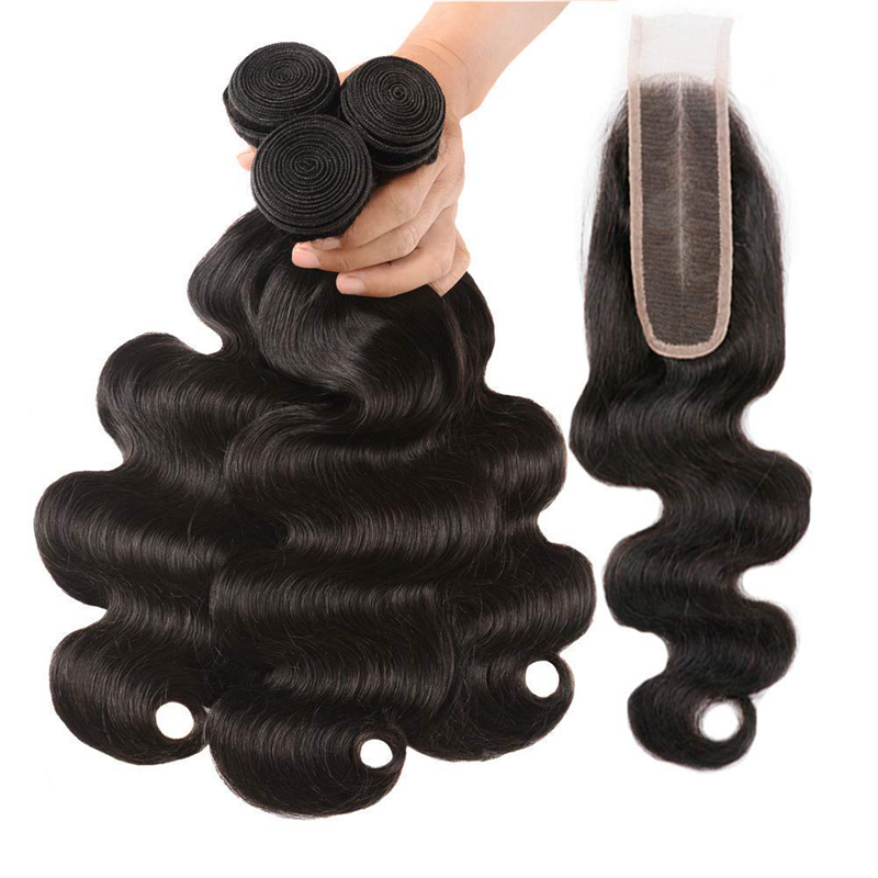 Human Hair Body Wave Brazilian Closure with 2x6 Middle Part Lace Short Weave Unprocessed Virgin Hair
