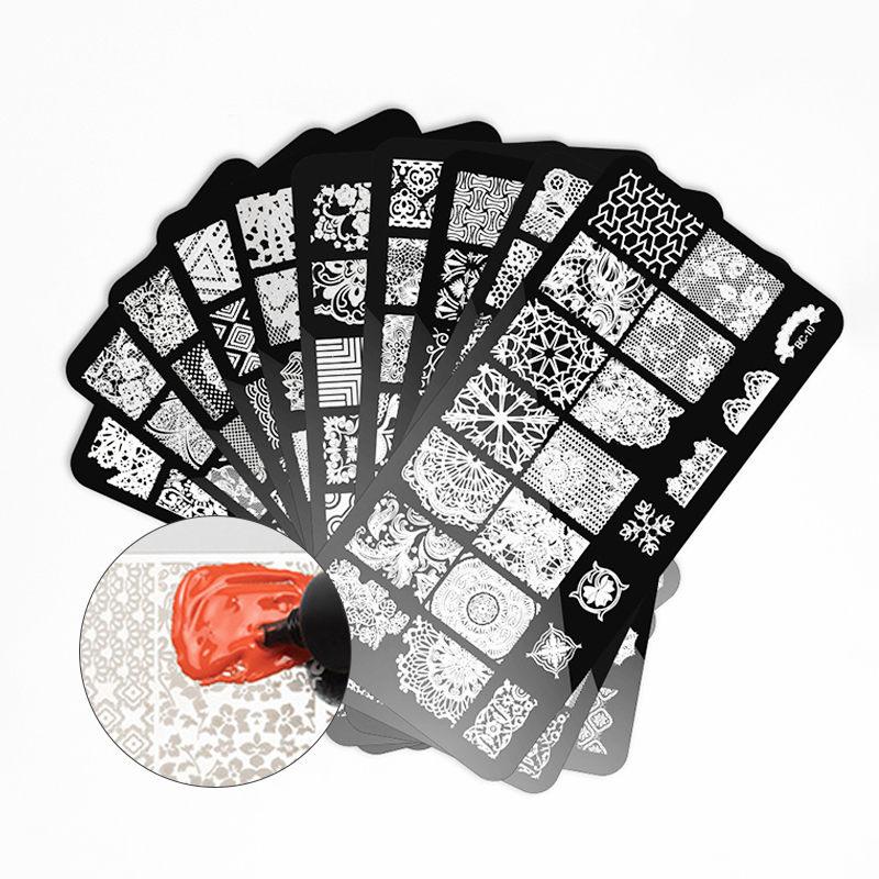 Rosalind wholesale metal nail art stamp plates template kit DIY uv gel polish nail stamping plate for finger nail salon