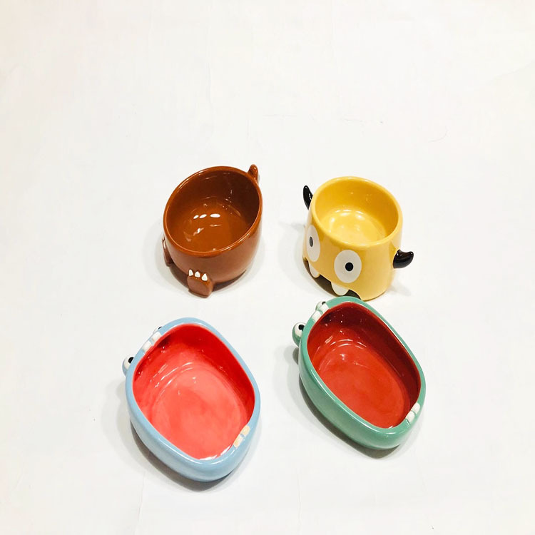 Novelty design cute wholesale ceramic pet bowl dog cat water feeder