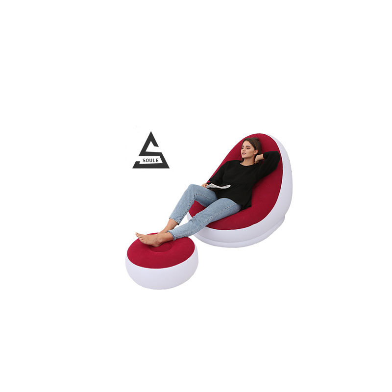 The new outdoor lazy inflatable sofa foldable recliner sofa bed with pedal comfortable combination flocking sofa chair