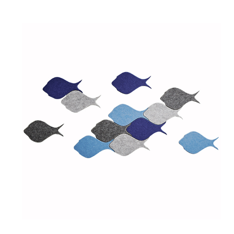 Polyester Felt beautiful fish shape acoustic felt fabric pet wall room panel for offices acoustic panels soundproofing