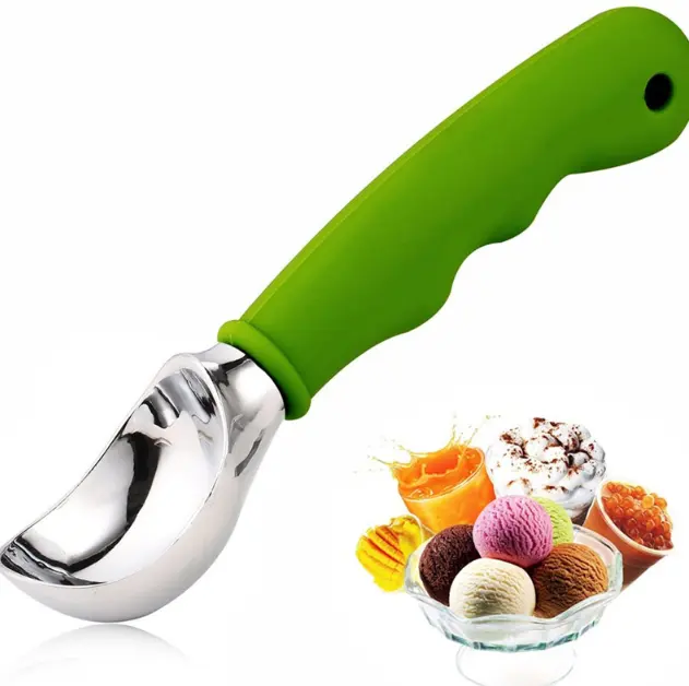 100% Food Grade Ice Cream Tool Round Shape Plastic Ice Cream Scoop With Comfortable Handle