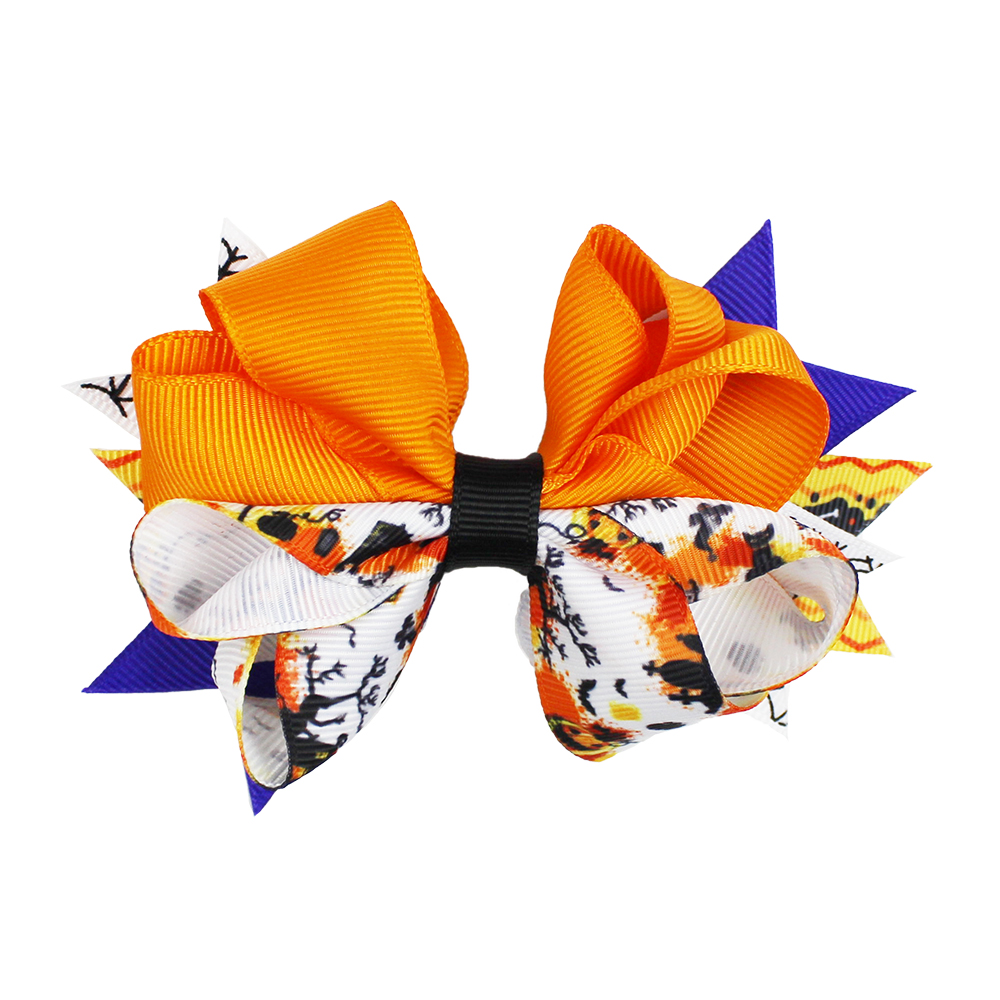 HCArtware Halloween hair bow clips Three-dimensional hand-folded hairpin with ribbon Halloween dress up headdress props