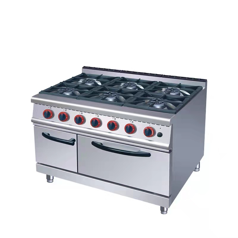 Good quality commercial gas cooker with oven blue flame 6 burner gas cooker