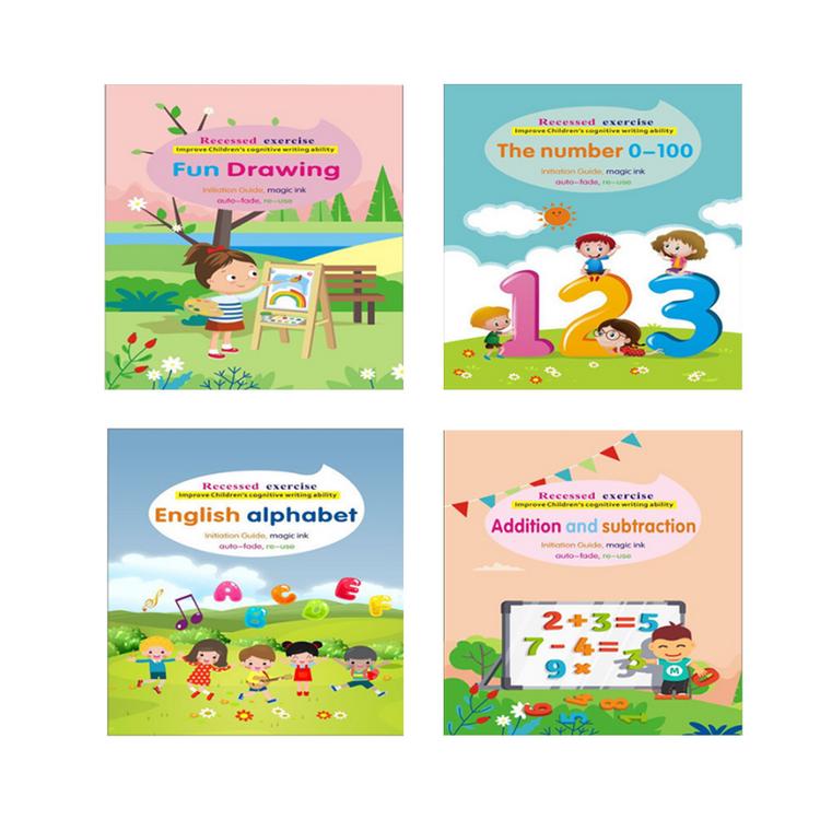 Full English version of calligraphy stickers groove copybook preschool hard pen calligraphy board magic writing stickers