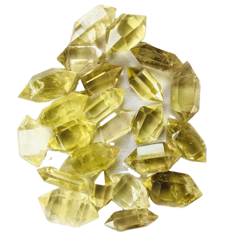 High Quality Natural Clear Yellow Crystal Wand Citrine Double Points for Decoration