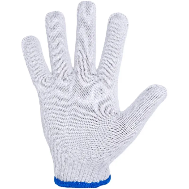 Wholesale Durable Nylon Thread Safety Gloves Natural White Knitted Cotton Work Gloves with Free Sample