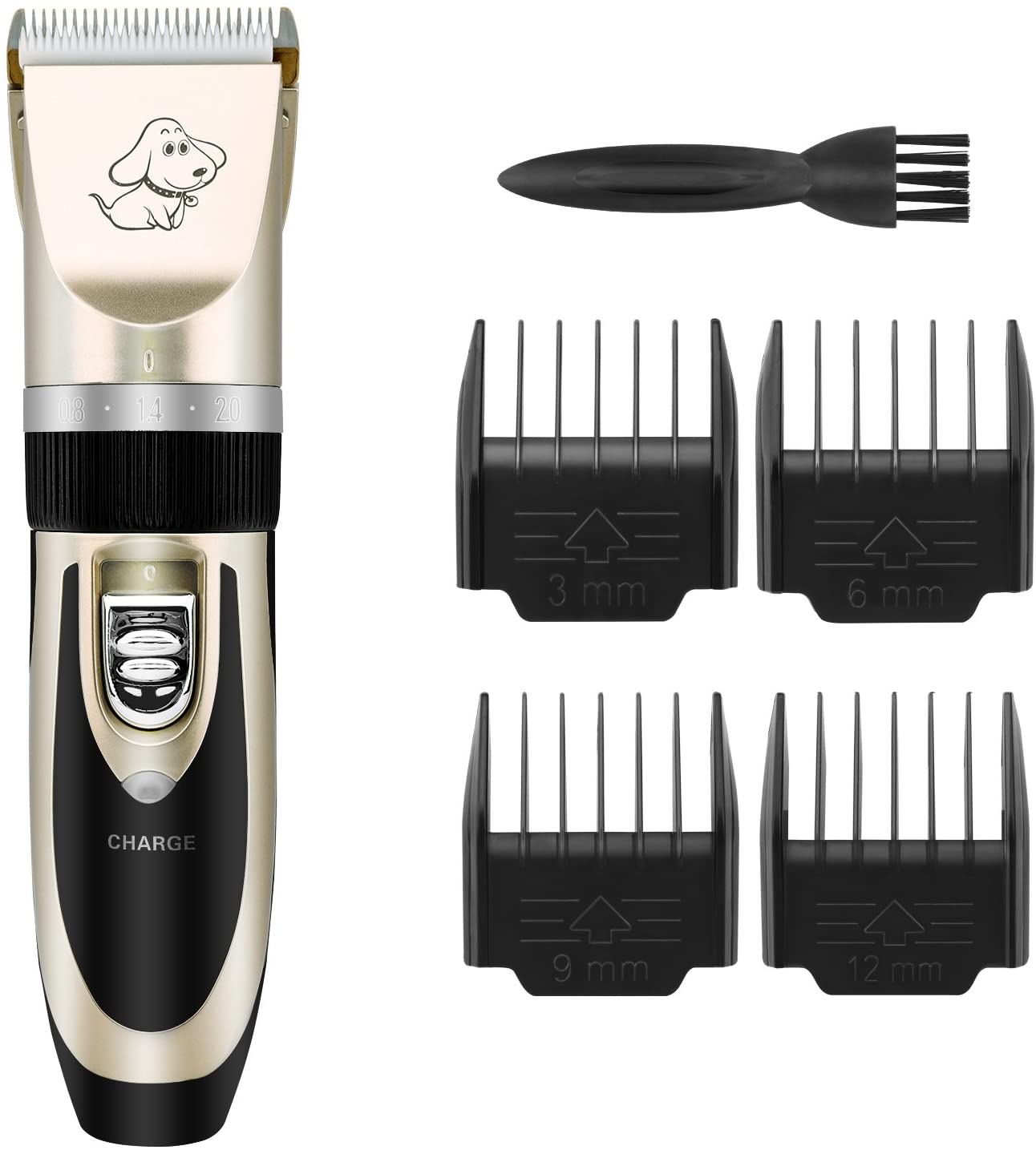 Professional Pet Electric Hair Scissors, Rechargeable Dog Cat Hair Shedding Tools with Cordless Design, Champagne Gold & Black