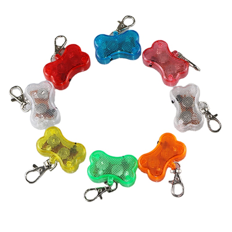 Glow In The Dark Pet Tags Bone Shape Pet Tag Safety Collar Pendant With Logo Pet Safety Led Flashing Dog Collar Light Tag