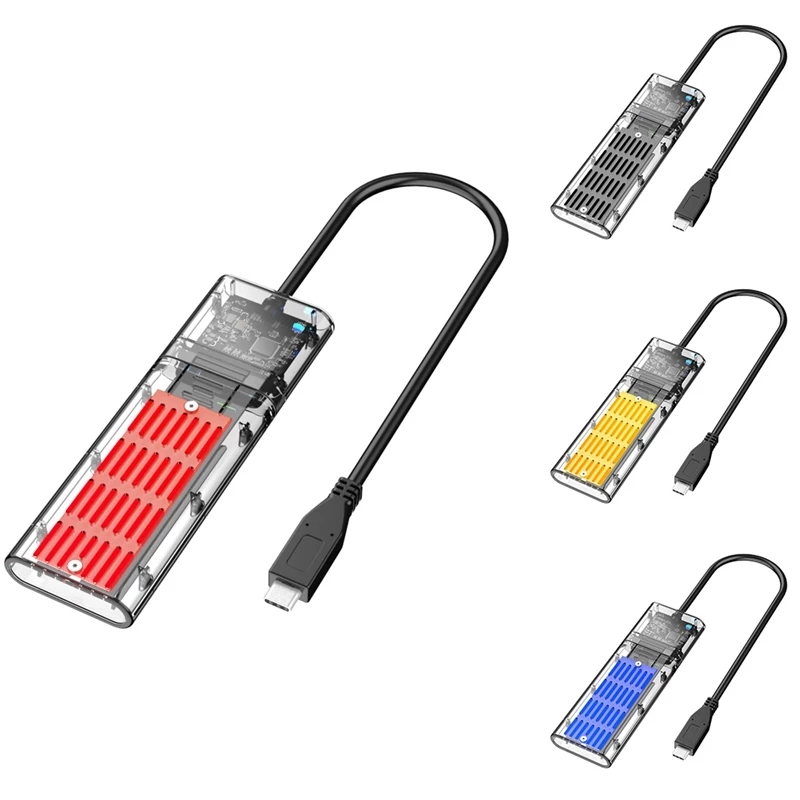 M2 SSD NVME SATA Box M.2 на Type-C SSD адаптер для NVME PCIE NGFF SATA M/B Key SSD Disk Box Прозрачный жесткий диск