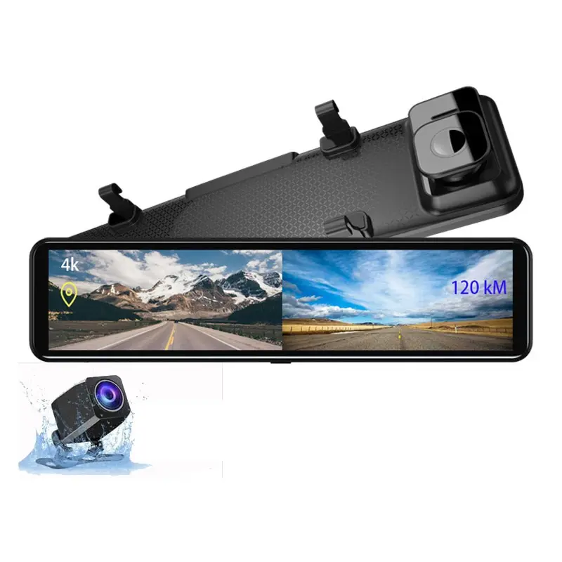 Car DVR 2160P 12" 4K Sony IMX415 Rear View Mirror Camera GPS 1080P Rear Camera Dash Cam Video Recorder Registrar Parking Monitor