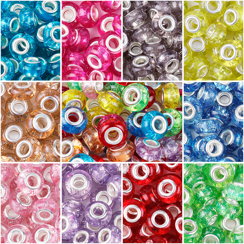 Wholesale Diy Handmade Jewelry Making Accessories ab Color Glass Crystal Loose Acrylic European Large Hole Lampwork Beads