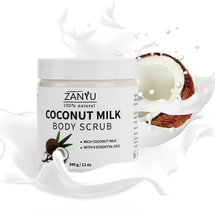 Private label natural organic coconut milk whitening exfoliating moisturizing body scrub