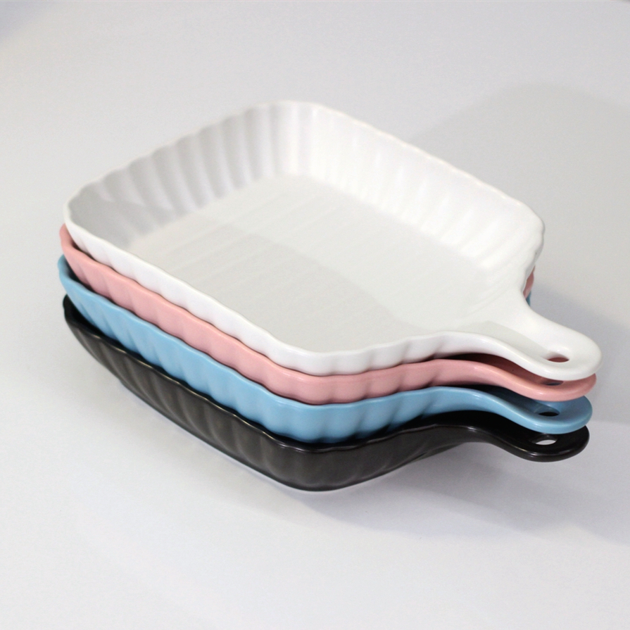 Modern Nonstick Ceramic Glaze Baking Dish Tray Lasagna Baking Pans With Handle Bakeware Set For Home Hotel Restaurant