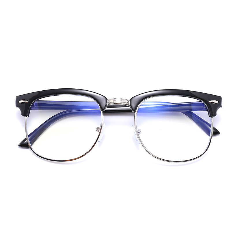 2021 New Ready Goods Retro Half Frame Anti-Blue Light Flat Glasses Male Computers Goggles Myopia Prevention Frames