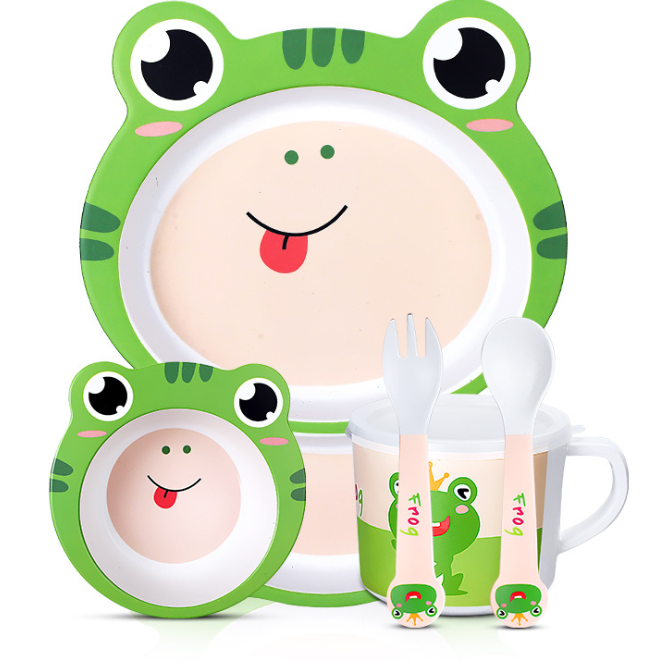 Cartoon Shape Bamboo Fiber Cute Tableware Children's Rice bowl Baby Partition Plate Bowl Set