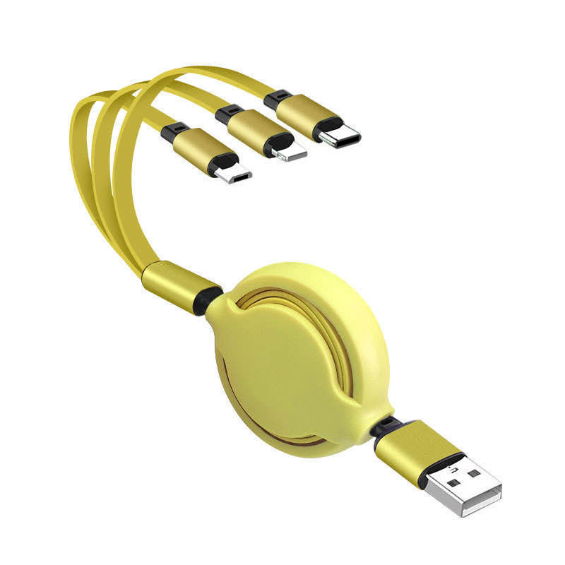 Wholesale Retractable 3 In 1 Charging Cable Portable 1.2M Usb Charger Cable Data Cable For Mobile Phone