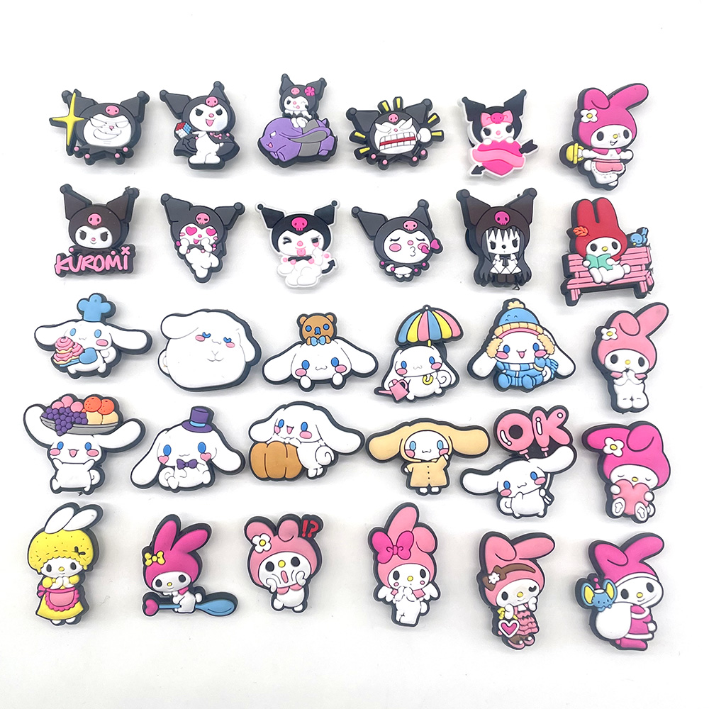 Новое поступление, аниме мультфильм Sanrio Kuromi, дизайнерские Кроксы для обуви, подвески для детей, мягкие ПВХ заглушки, пуговицы