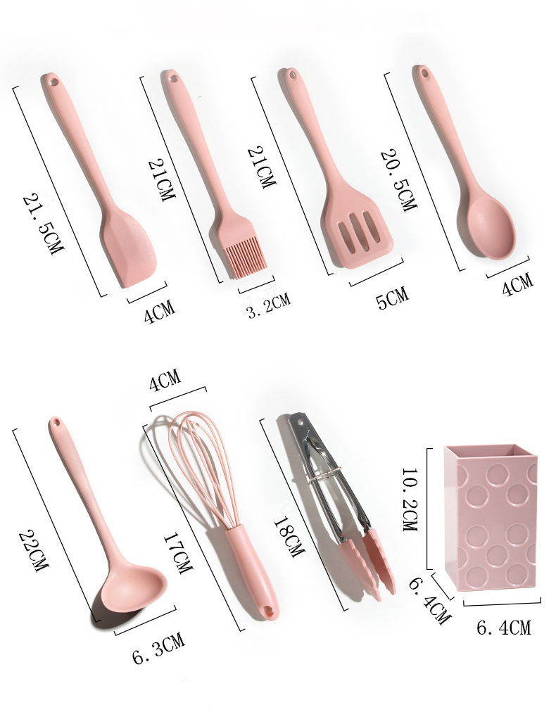 Kitchen Cookware Silicone Kitchenware Non-stick Cookware Cooking Tool Spatula Ladle Egg Beaters Shovel Spoon Soup Utensils Set