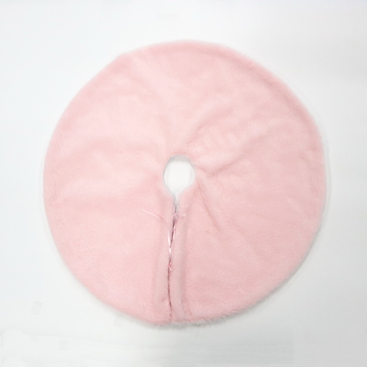Customized Holiday Luxury Pink Plush Christmas Tree Skirt