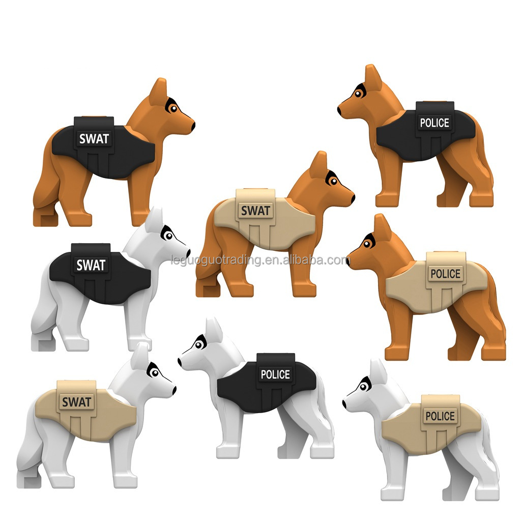 MOC SWAT Police Dog Sword Blaster Bricks Accessories Minifigs Building Blocks Toys Kids Juguetes