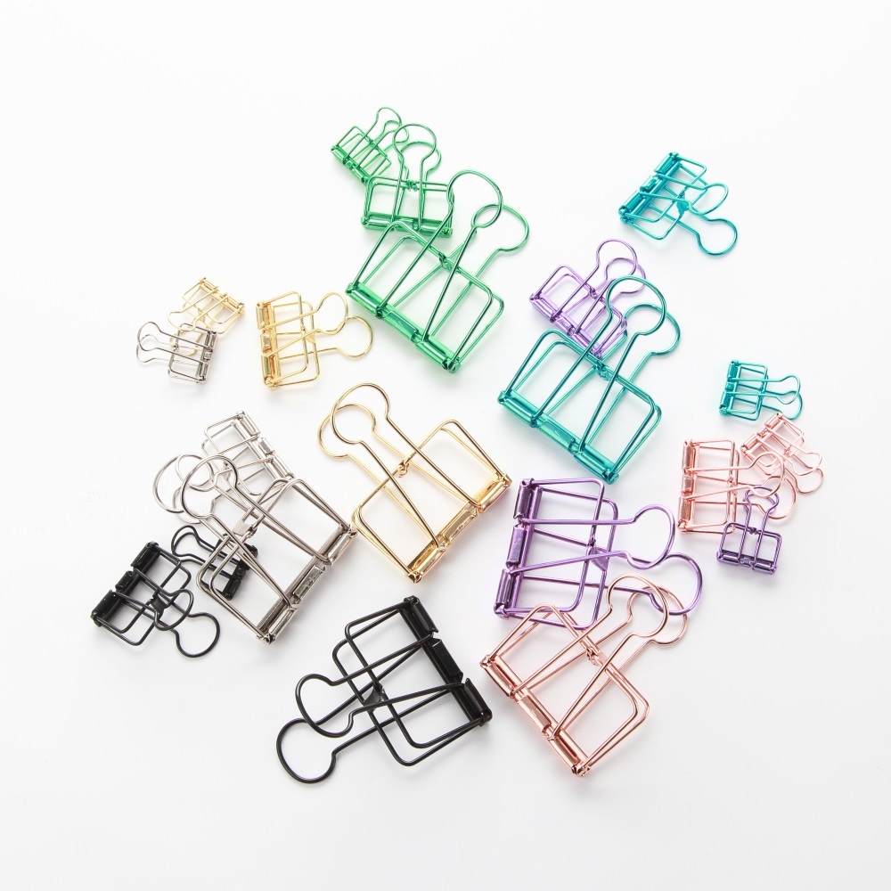 MMAXERY Hollow Out Binder Clips Paper Clamps Colored Three Sizes Metal Clips for Office, School, Home Supplies