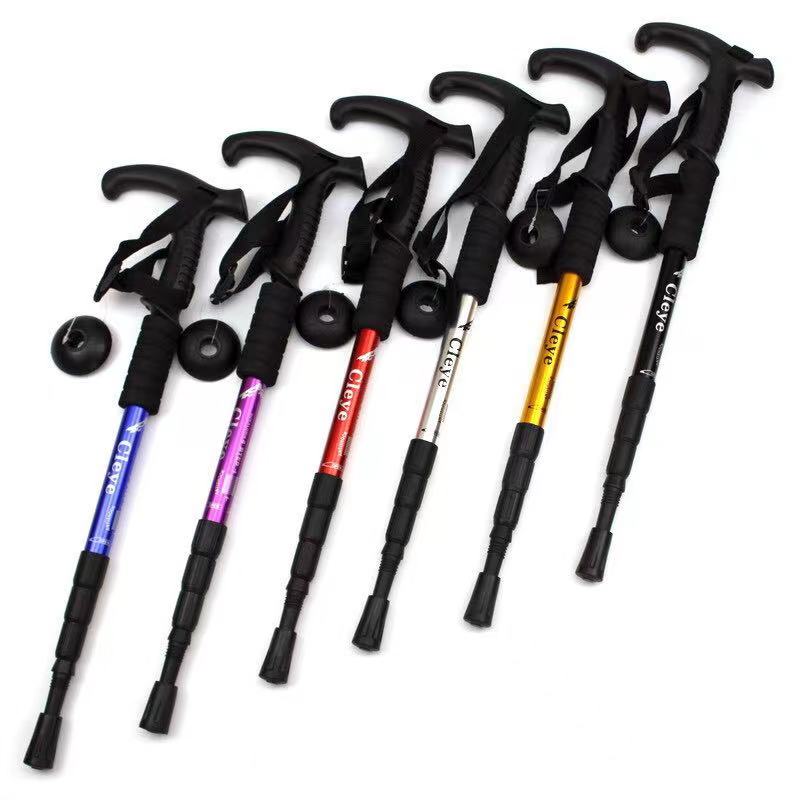 Aluminum alloy shock absorber T handle four trekking crutches outdoor walking crutches travel supplies