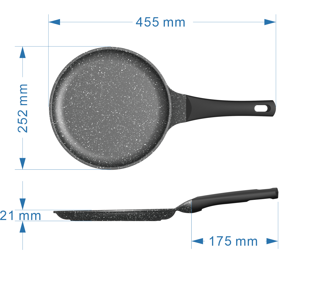 BESCO OEM Classic   Basic Nonstick Marble Coating Cookware Aluminum Crepe Pan Pizza Pan with Induction Bottom   Stay Cool Handle