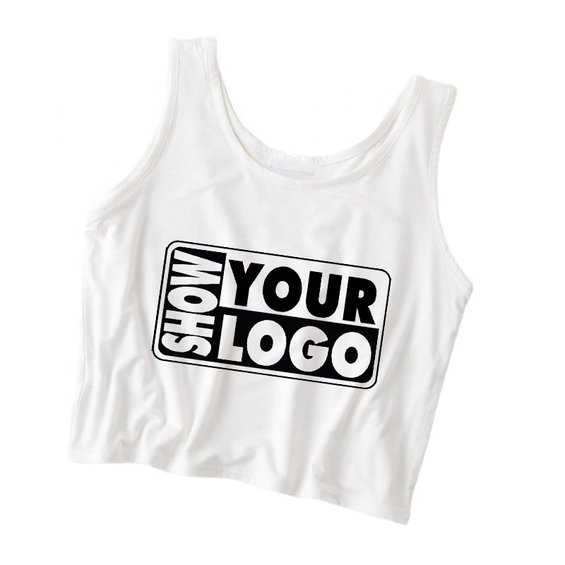 High quality 95% cotton 5% spandex custom screen printing your logo or design girls crop top tank top loose fit style