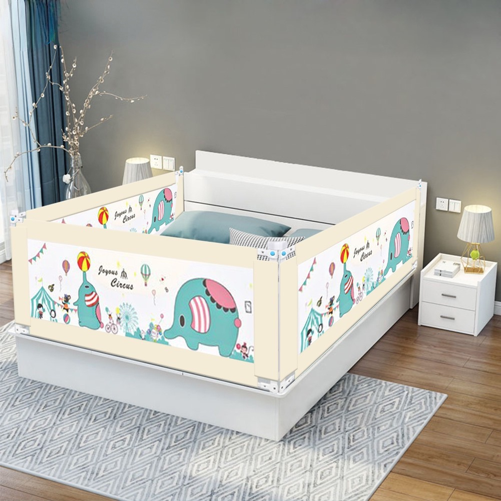 Full-length bumper folding baby safety queen bed frame rails guard protection breathable baby-proof bed fence