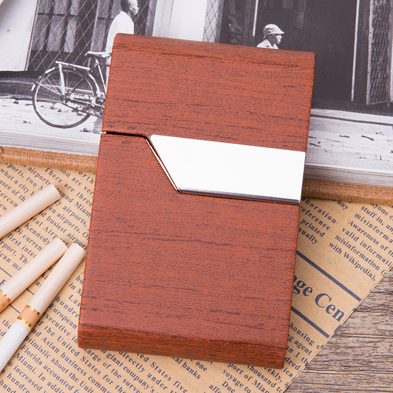 2021 PU Leather Cigarette Box Classical Cigarette Case Business Name Card Case Metal Cigarette Tobacco Box