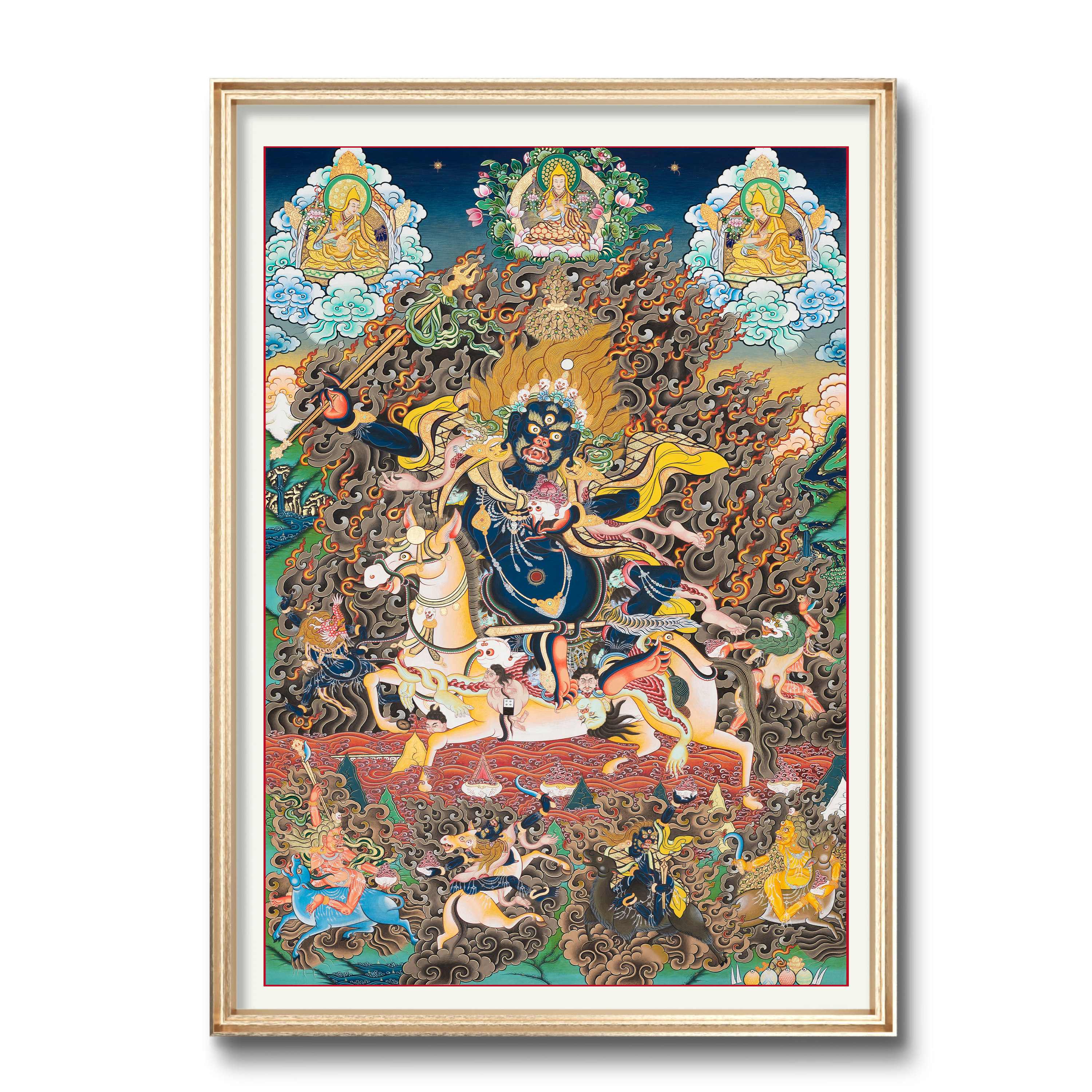 Custom pure gold hand painted Buddhist portrait Palden Lhamo Thangka JX-03