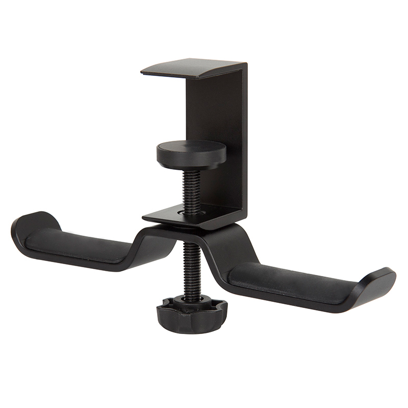 DDP RTS dual Clamp on aluminum padded PC Gaming Headphone holder Headset hanger for table mount