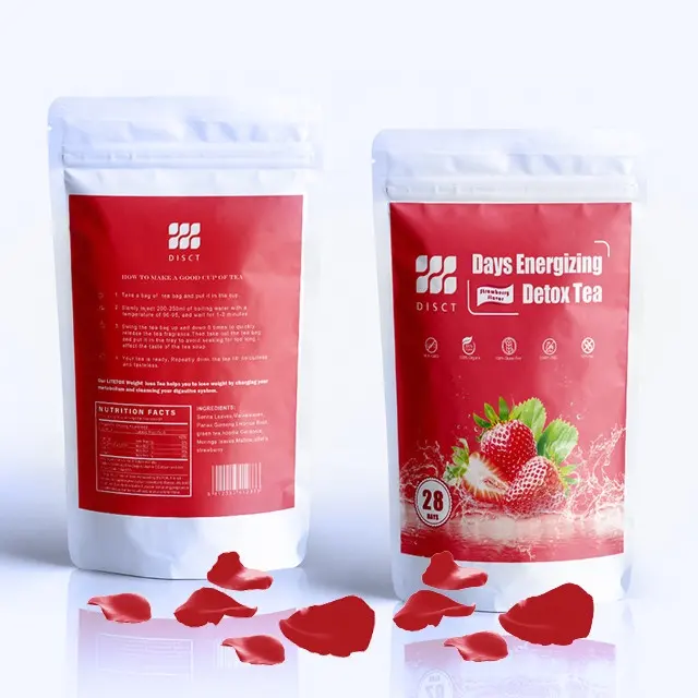 Private label new flavor herbal 28 days strawberry detox tea  weight loss tea diet slimming tea & Burn fat daily drink