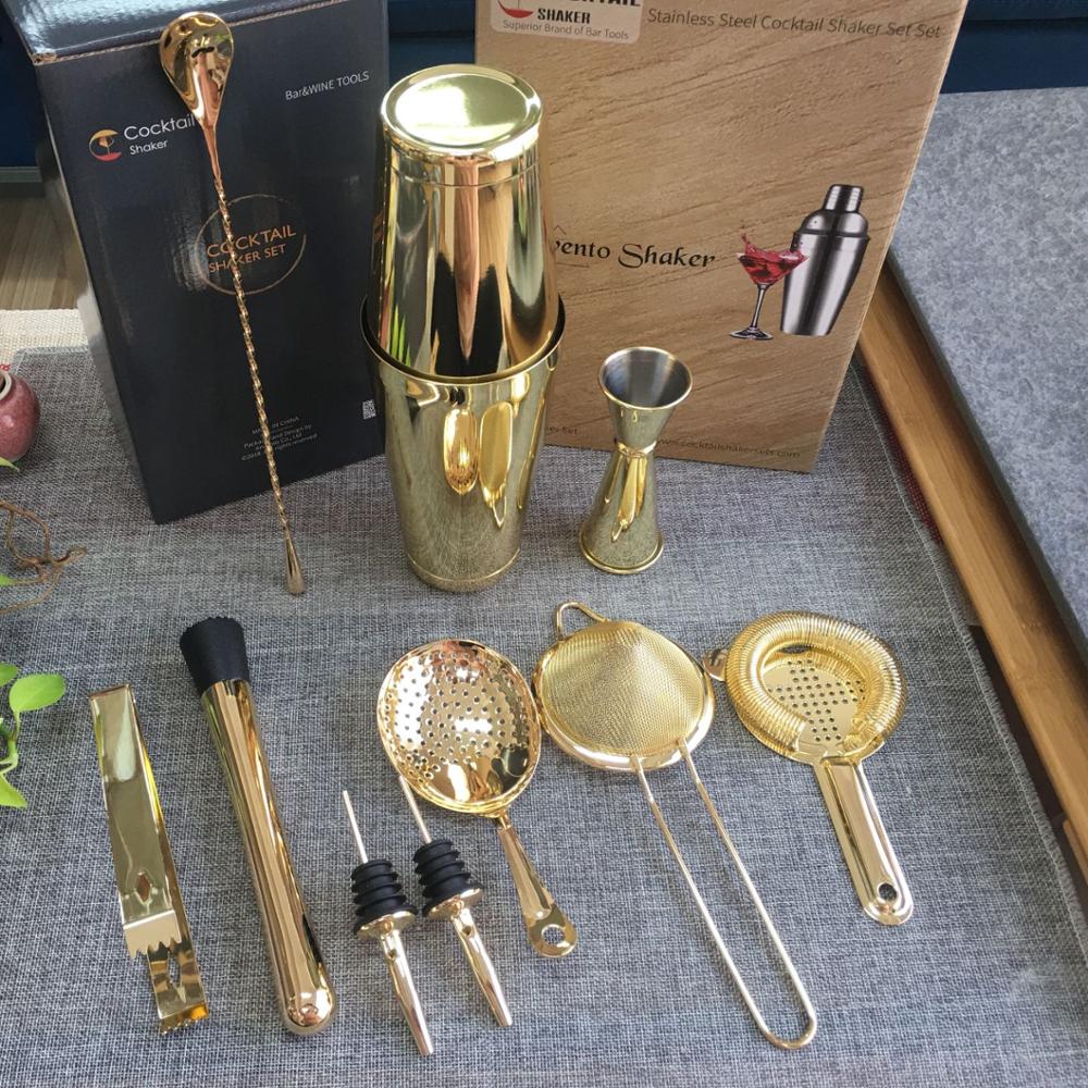 Высокое качество Cocaktailshaker 304 нержавеющая сталь мартини Bartool комплект 11 шт. золото Бостонский шейкер осветительных реек