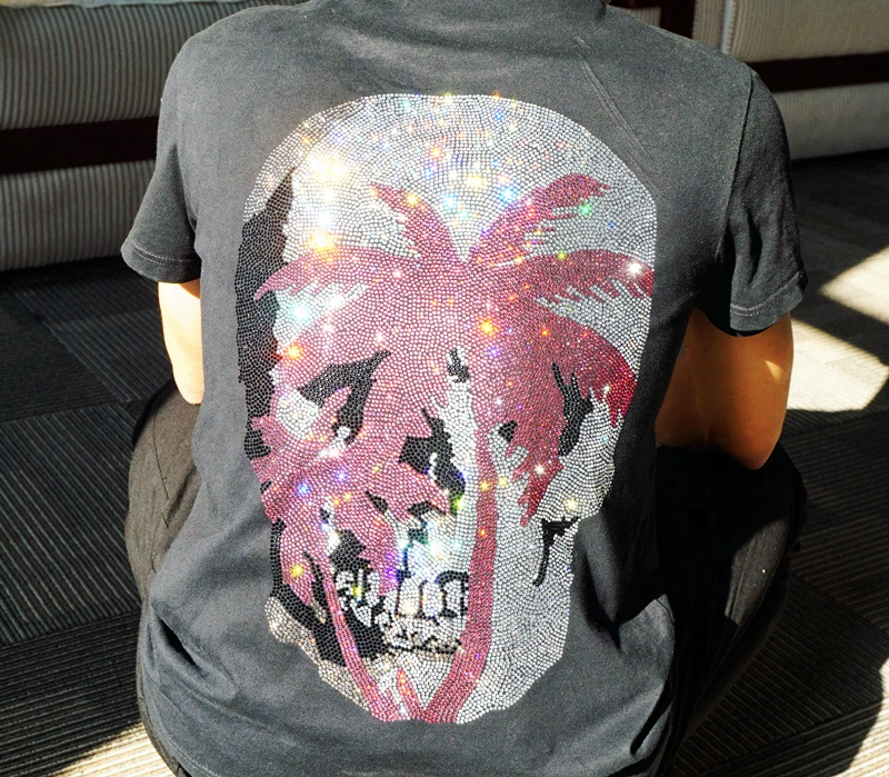 custom design printed tshirt top quality skull design 200g tshirt