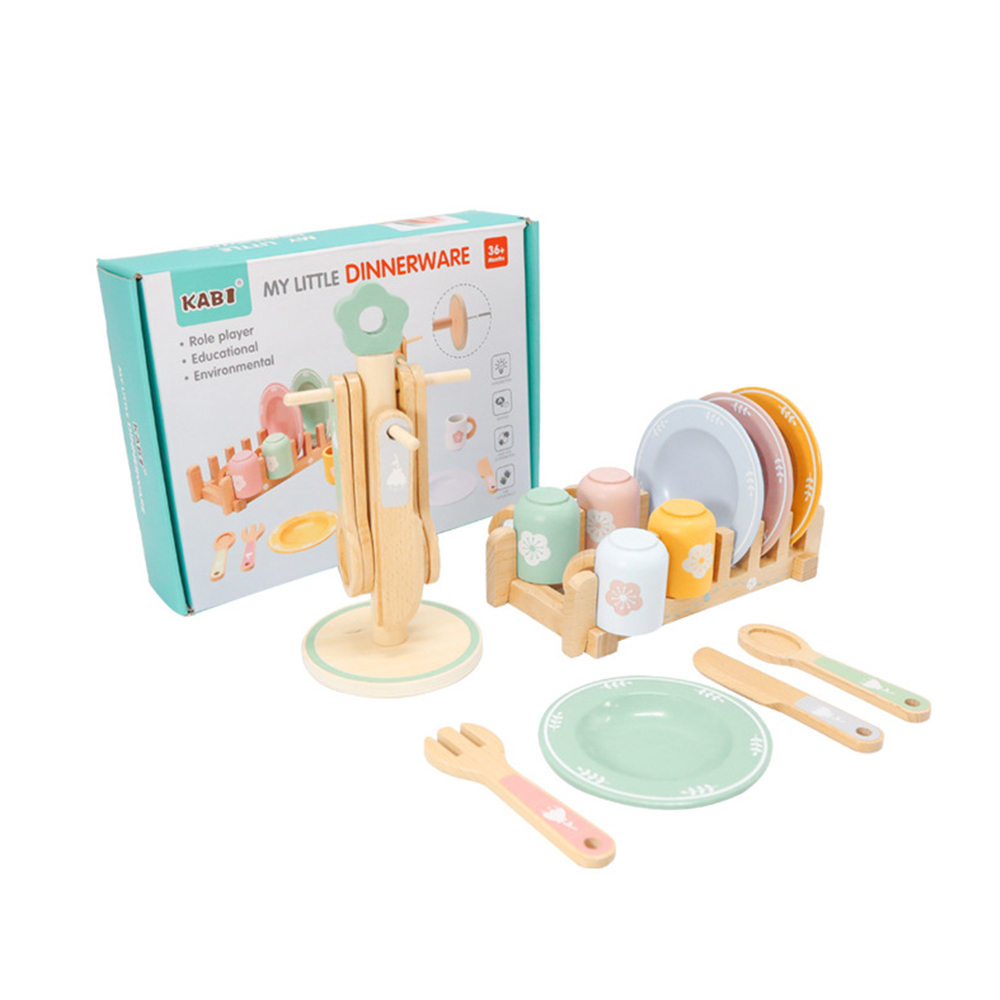 Montessori Wooden Toys Toddler Kitchen Pretend Play House Plates Dishes Accessories Set Kids Wooden Kitchen Accessories Toys