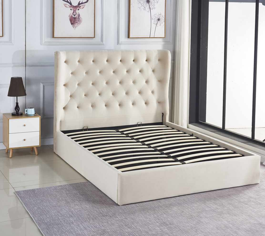 fabric bed with good design of headboard bedroom furniture